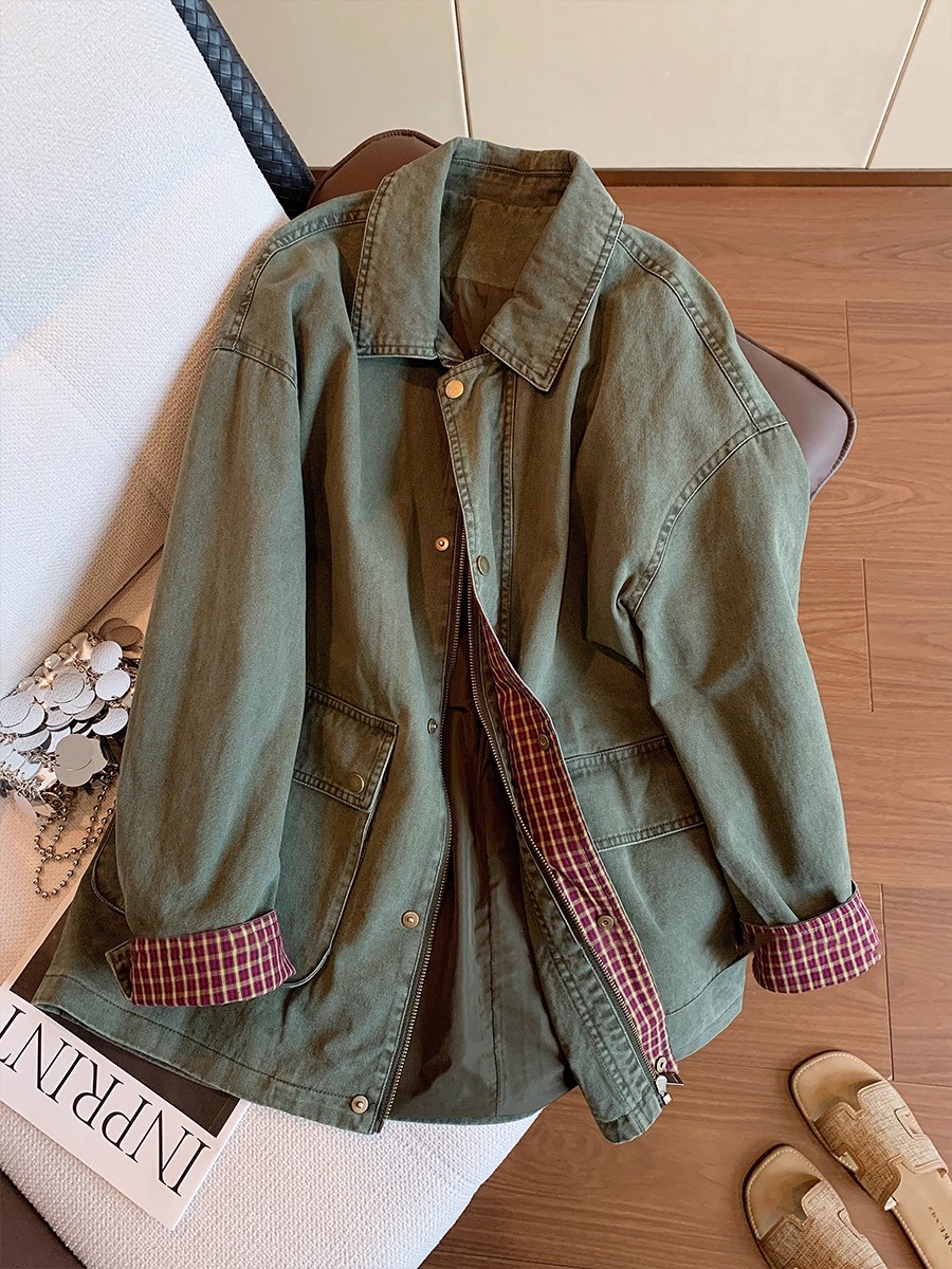 Down Jacket Packable - Veste en jean vert armée Vintage