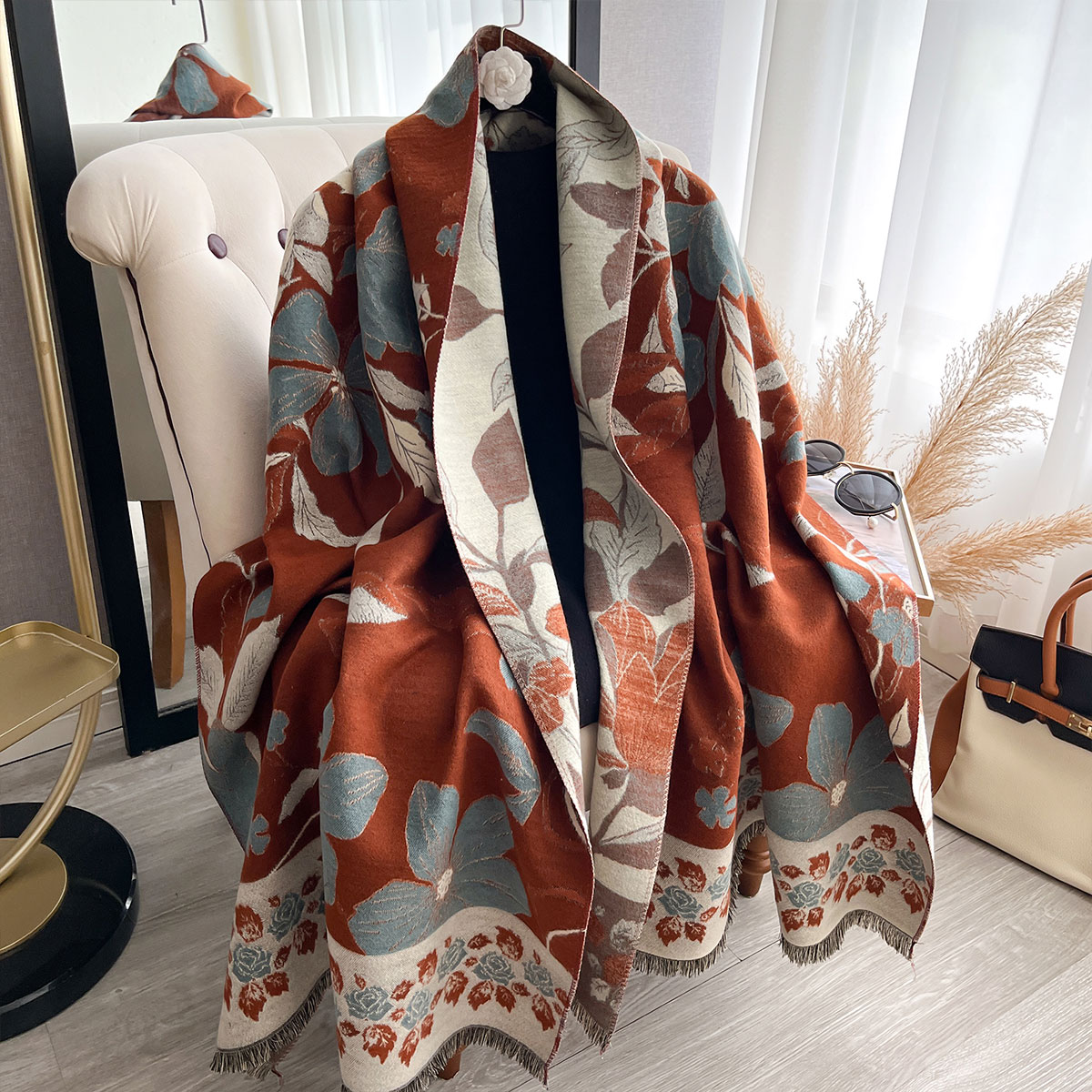 Cashmere Pashmina Wrap - Femmes épaissir luxe hiver Paisley double